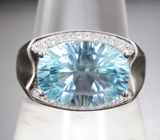 Превосходное серебряное кольцо с голубым топазом лазерной огранки Серебро 925