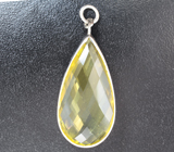 Крупный серебряный кулон с лимонным цитрином 17,71 карата Серебро 925