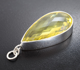 Крупный серебряный кулон с лимонным цитрином 17,71 карата Серебро 925