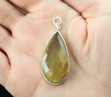 Крупный серебряный кулон с лимонным цитрином 17,71 карата Серебро 925