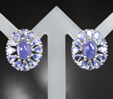 Шикарные серебряные пусеты с танзанитами Серебро 925