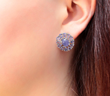 Шикарные серебряные пусеты с танзанитами Серебро 925