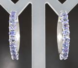 Великолепные серебряные серьги с танзанитами Серебро 925