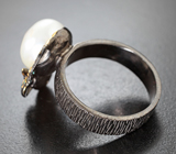 Серебряное кольцо с жемчужиной и апатитами Серебро 925