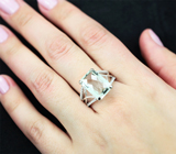 Ажурное серебряное кольцо с зеленым аметистом Серебро 925