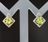 Изящные серебряные серьги с перидотами Серебро 925