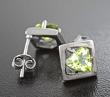 Изящные серебряные серьги с перидотами Серебро 925
