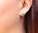 Изящные серебряные серьги с перидотами Серебро 925