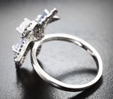 Превосходное серебряное кольцо с кристаллическими эфиопскими опалами, танзанитами и черными шпинелями Серебро 925