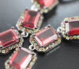 Великолепные серебряные серьги с альмандинами гранатами и сапфирами Серебро 925