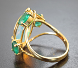 Золотое кольцо с топовым эфиопским опалом авторской огранки 3,3 карата, уральскими изумрудами и бриллиантами