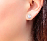 Симпатичные серебряные серьги с танзанитами и бесцветными топазами Серебро 925