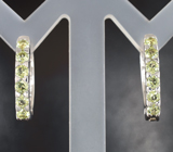 Стильные серебряные серьги с перидотами Серебро 925