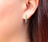 Стильные серебряные серьги с перидотами Серебро 925