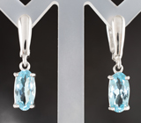 Изящные серебряные серьги с голубыми топазами Серебро 925