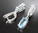 Изящные серебряные серьги с голубыми топазами Серебро 925