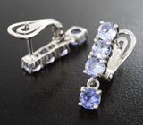 Чудесные серебряные серьги с танзанитами Серебро 925