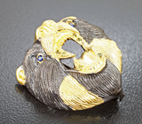 Скульптурная серебряная брошь «Медведь»