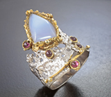 Серебряное кольцо с халцедоном и родолитами Серебро 925