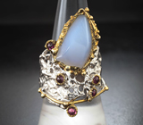 Серебряное кольцо с халцедоном и родолитами Серебро 925