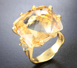 Серебряное кольцо с цитрином 17,92 карата и турмалинами Серебро 925