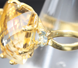 Серебряное кольцо с цитрином 17,92 карата и турмалинами Серебро 925