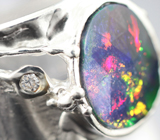 Серебряное кольцо с ограненным черным опалом Серебро 925