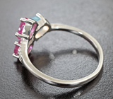 Чудесное серебряное кольцо с кристаллическим эфиопским опалом и рубинами
