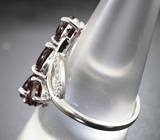 Эффектное серебряное кольцо с родолитами Серебро 925