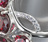 Эффектное серебряное кольцо с родолитами Серебро 925