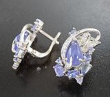 Роскошные серебряные серьги с танзанитами Серебро 925