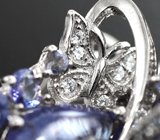 Роскошные серебряные серьги с танзанитами Серебро 925