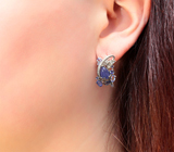 Роскошные серебряные серьги с танзанитами Серебро 925
