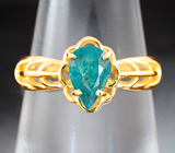 Золотое кольцо с редким «неоновым» индиголитом турмалином 0,88 карата Золото