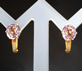 Золотые серьги с чистейшими пурпурно-розовыми шпинелями 3,77 карата и бриллиантами