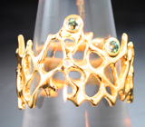 Золотое кольцо с яркими уральскими александритами 0,16 карата и бриллиантом Золото