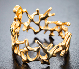 Золотое кольцо с яркими уральскими александритами 0,16 карата и бриллиантом Золото