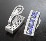 Превосходные серебряные серьги с танзанитами Серебро 925