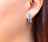 Превосходные серебряные серьги с танзанитами Серебро 925