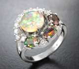 Эффектное серебряное кольцо с эфиопскими опалами Серебро 925