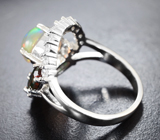 Эффектное серебряное кольцо с эфиопскими опалами Серебро 925