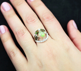 Эффектное серебряное кольцо с эфиопскими опалами Серебро 925