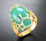 Золотое кольцо с крупным ярким уральским изумрудом 15,97 карата и бриллиантами Золото