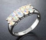 Стильное серебряное кольцо с кристаллическими эфиопскими опалами
