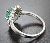 Великолепное серебряное кольцо с изумрудом и разноцветными сапфирами Серебро 925