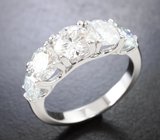 Серебряное кольцо с бесцветными муассанитами топовой огранки 3 карата Серебро 925