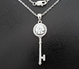 Серебряный кулон с бесцветным муассанитом топовой огранки 0,93 карата + цепочка Серебро 925