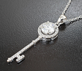 Серебряный кулон с бесцветным муассанитом топовой огранки 0,93 карата + цепочка Серебро 925