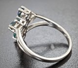 Оригинальное серебряное кольцо с кристаллическими черными опалами Серебро 925