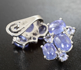 Эффектные серебряные серьги с танзанитами Серебро 925
